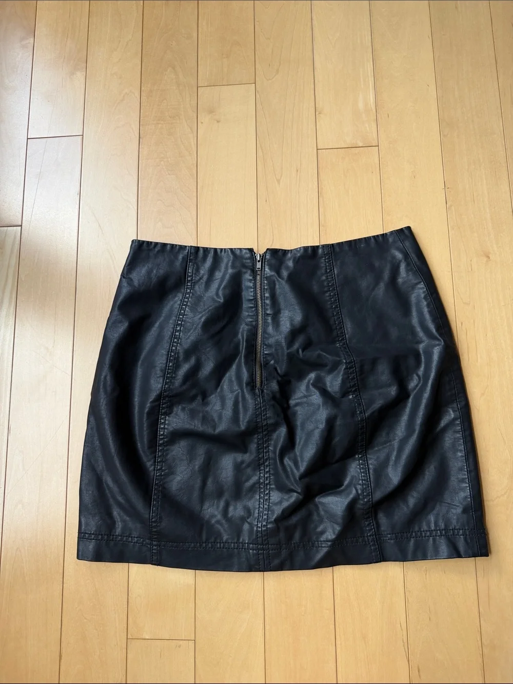 Free People Black Faux Leather Mini Skirt